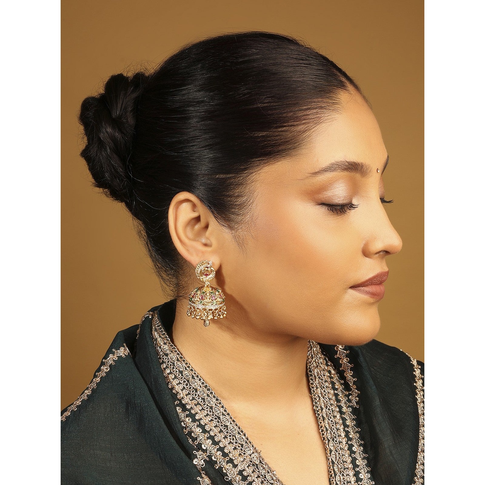 Multi Kundan Nazakat Jhumki Earrings