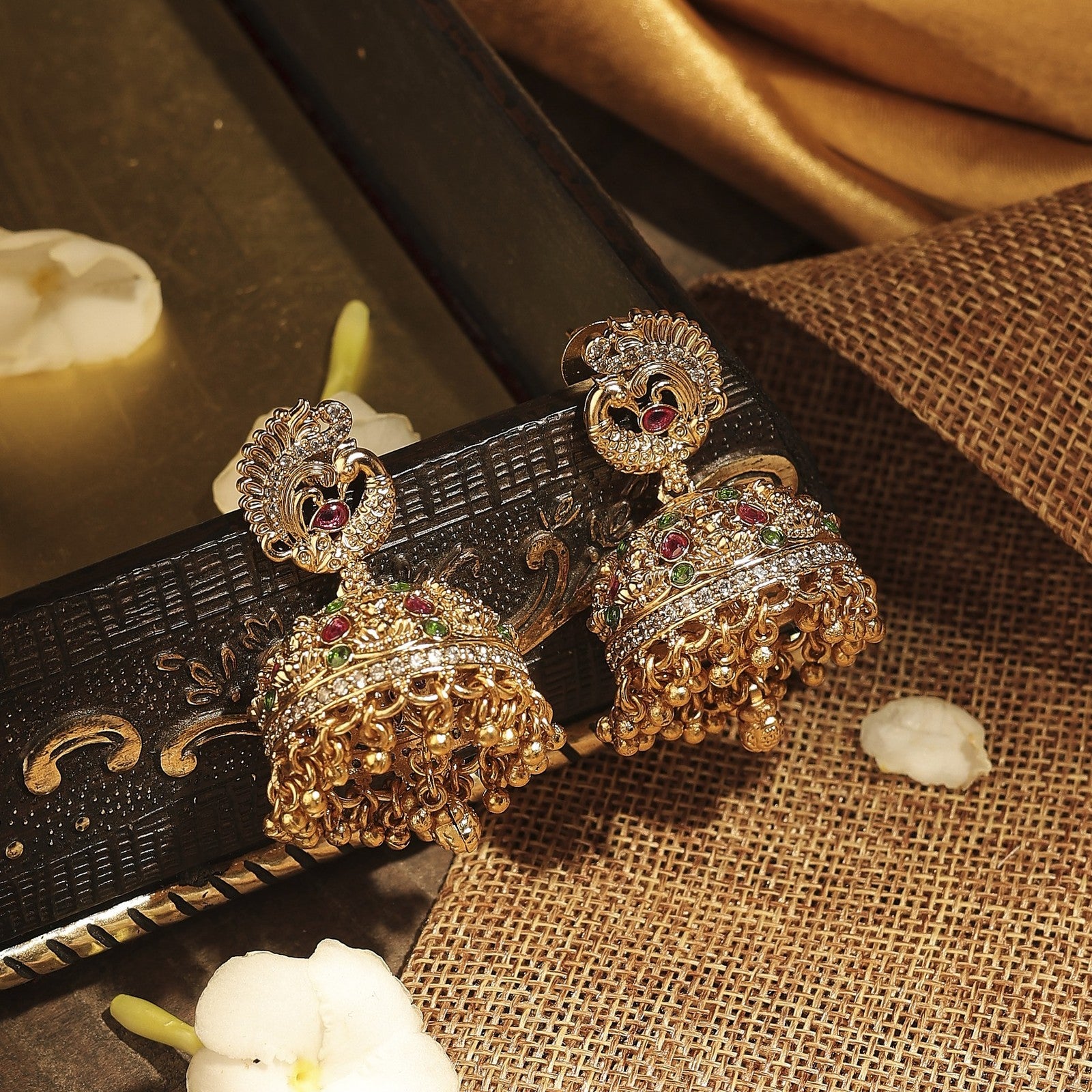 Multi Kundan Nazakat Jhumki Earrings