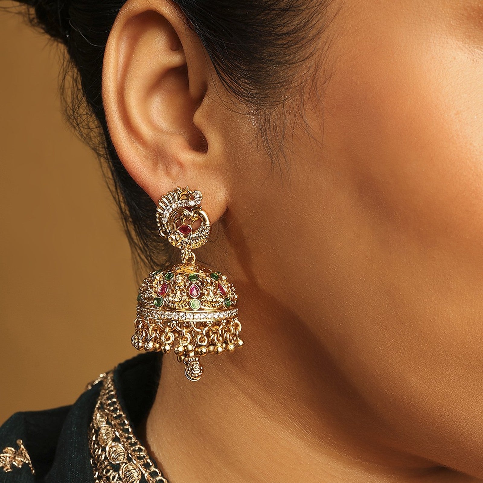 Multi Kundan Nazakat Jhumki Earrings