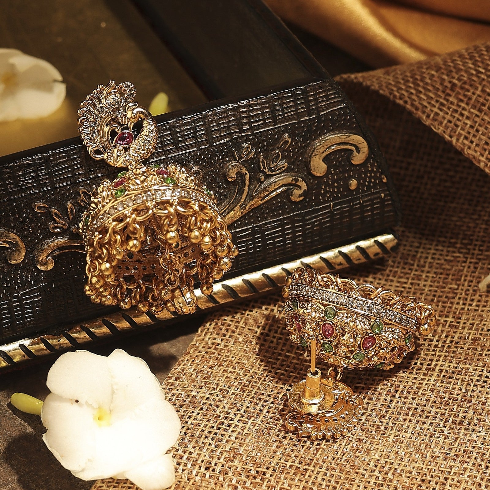 Multi Kundan Nazakat Jhumki Earrings