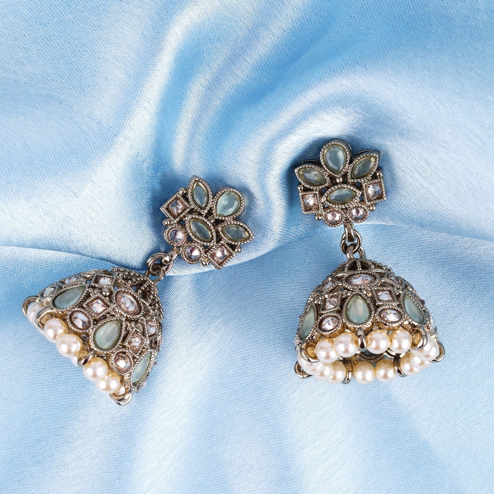 Sky Blue Grace Jhumki Earrings
