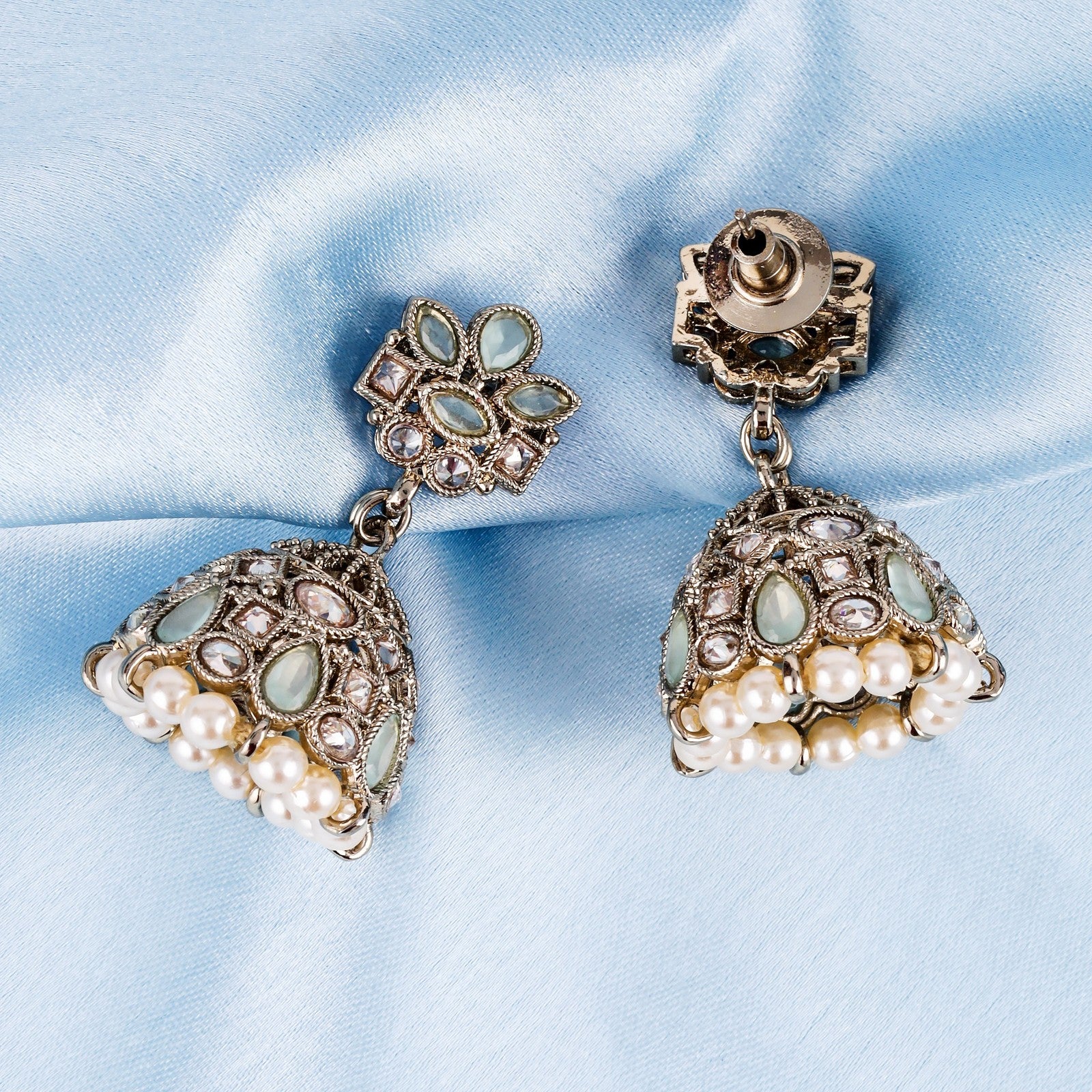 Sky Blue Grace Jhumki Earrings