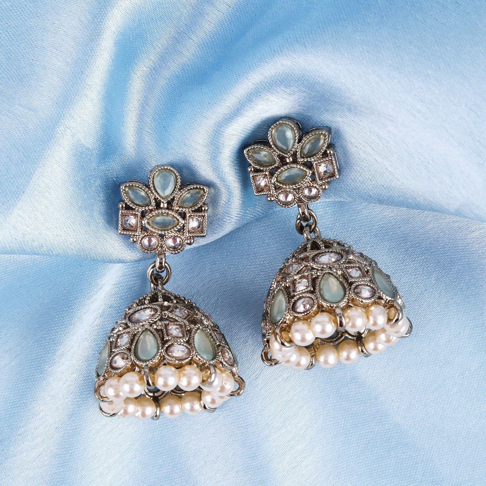 Sky Blue Grace Jhumki Earrings