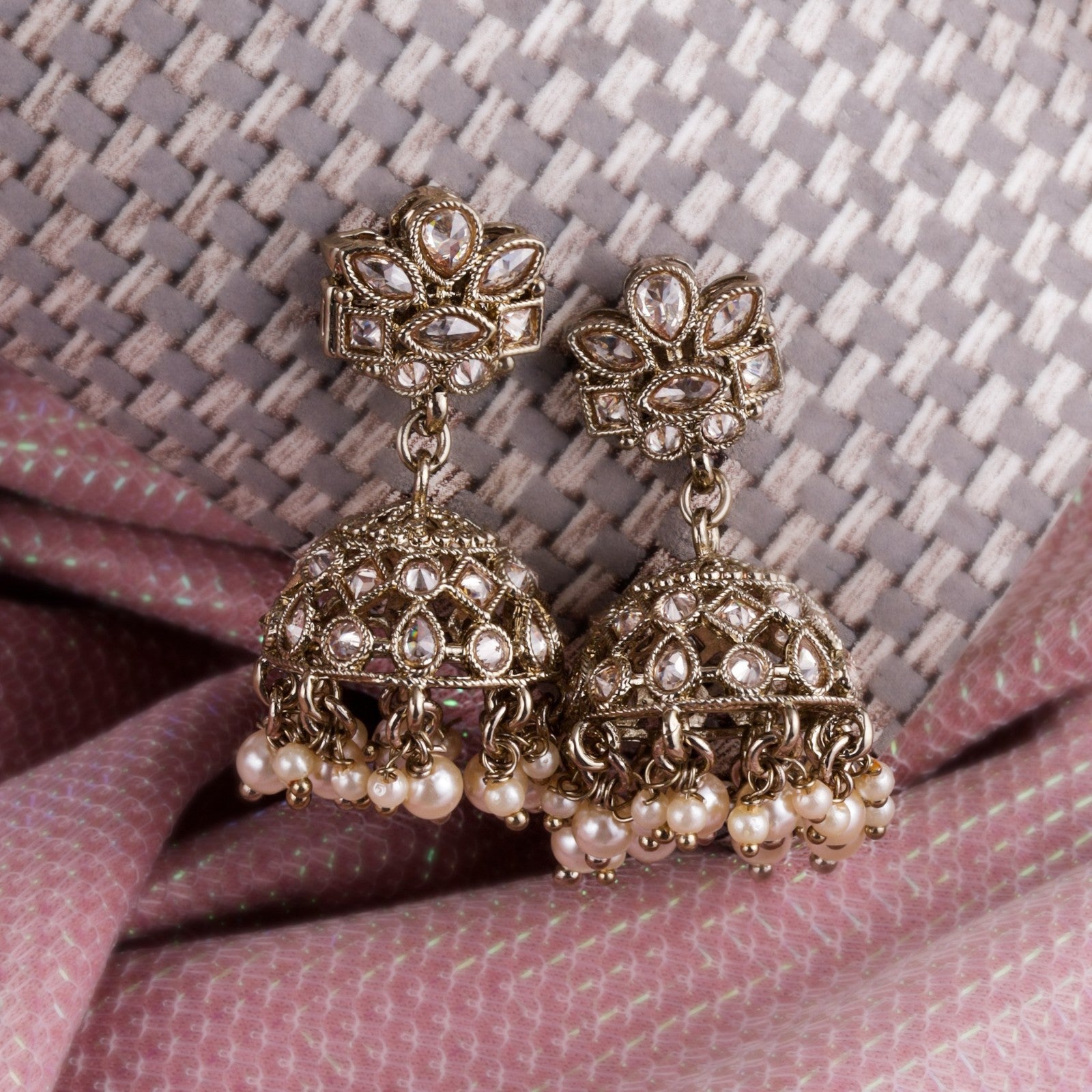 Brown Kundan Virasat Jhumki Earrings