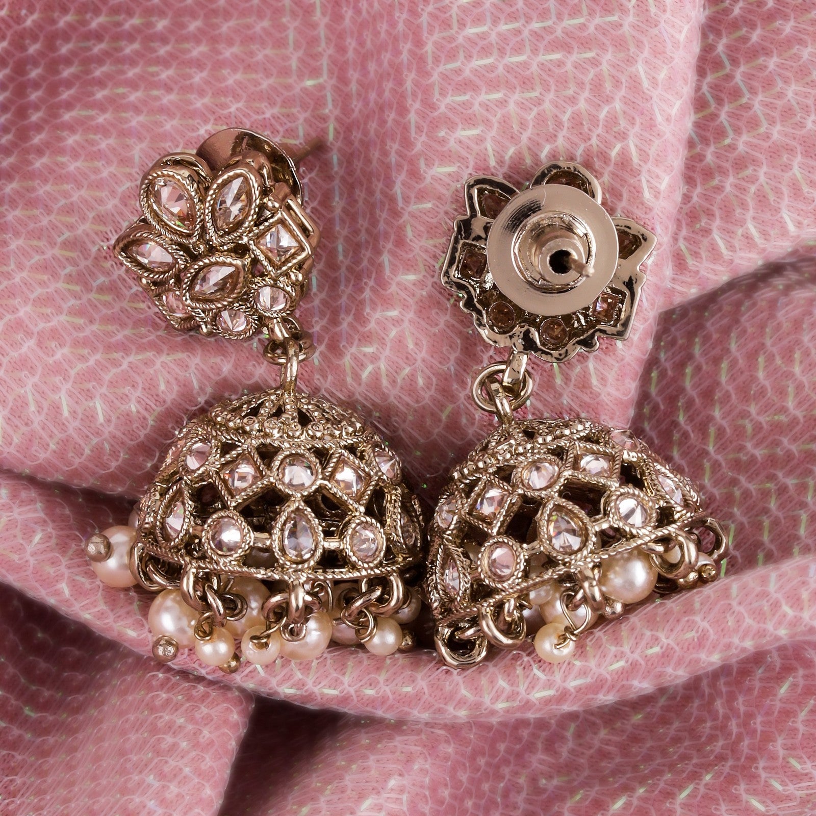 Brown Kundan Virasat Jhumki Earrings