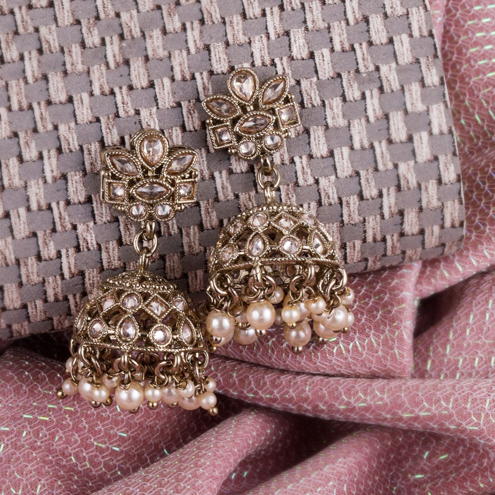 Brown Kundan Virasat Jhumki Earrings
