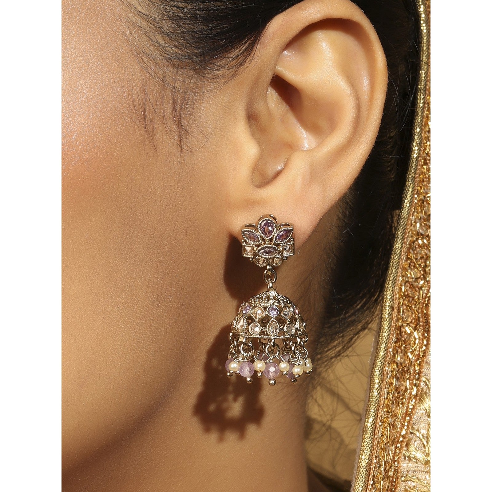 Brown Kundan Virasat Jhumki Earrings