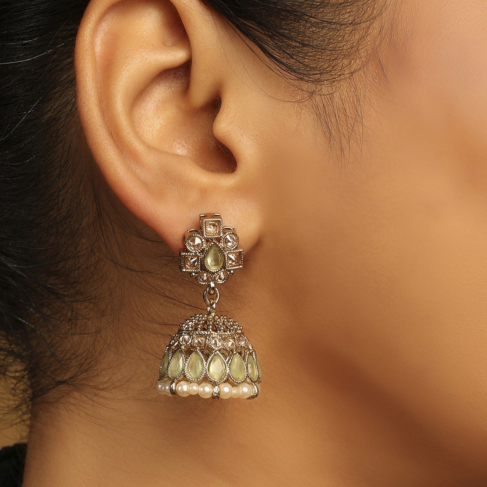 Sky Blue Radiance Jhumki Earrings
