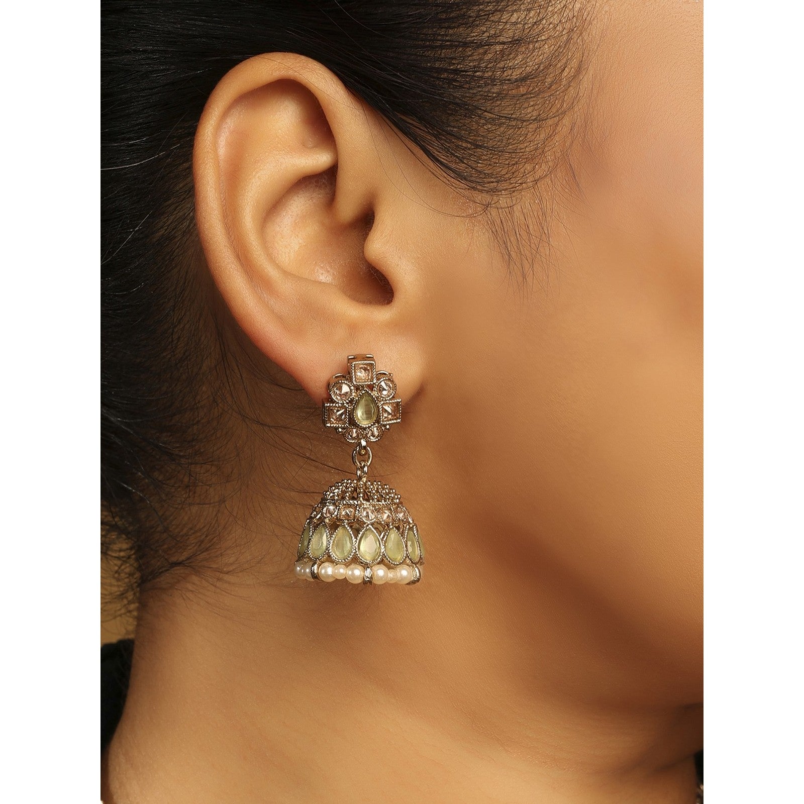 Sky Blue Radiance Jhumki Earrings