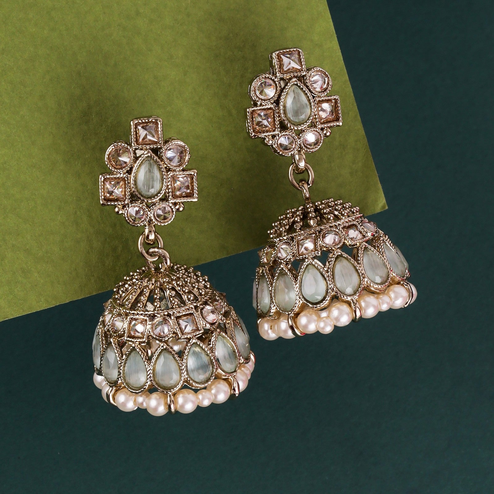 Sky Blue Radiance Jhumki Earrings