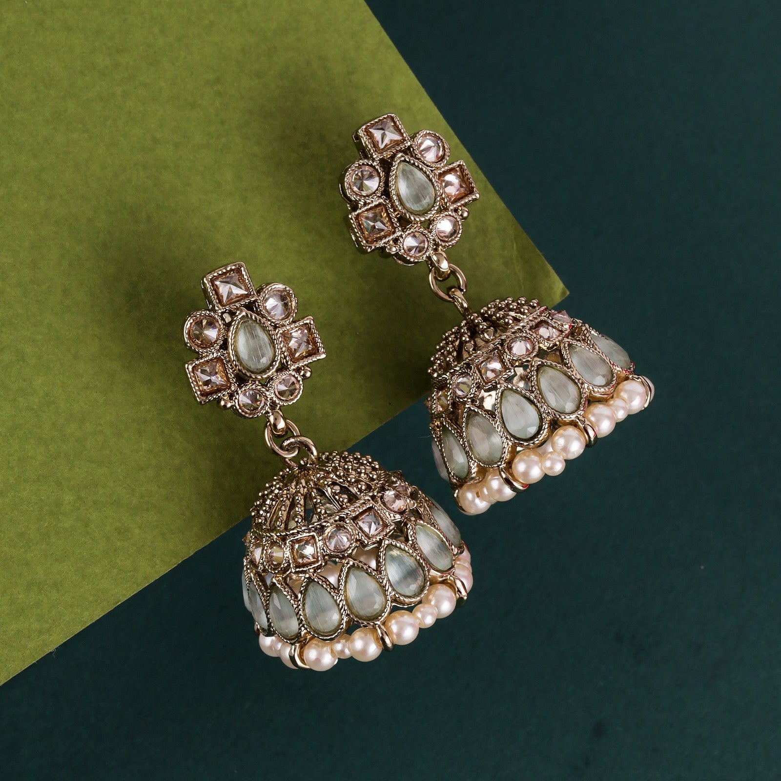 Sky Blue Radiance Jhumki Earrings