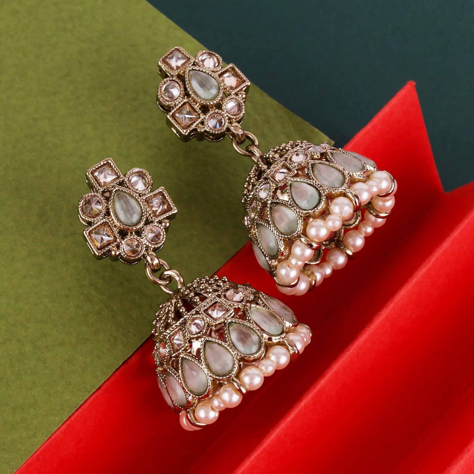 Sky Blue Radiance Jhumki Earrings