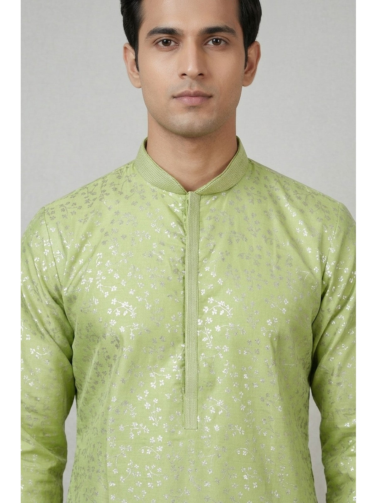 Green Silk Bloom Kurta Set