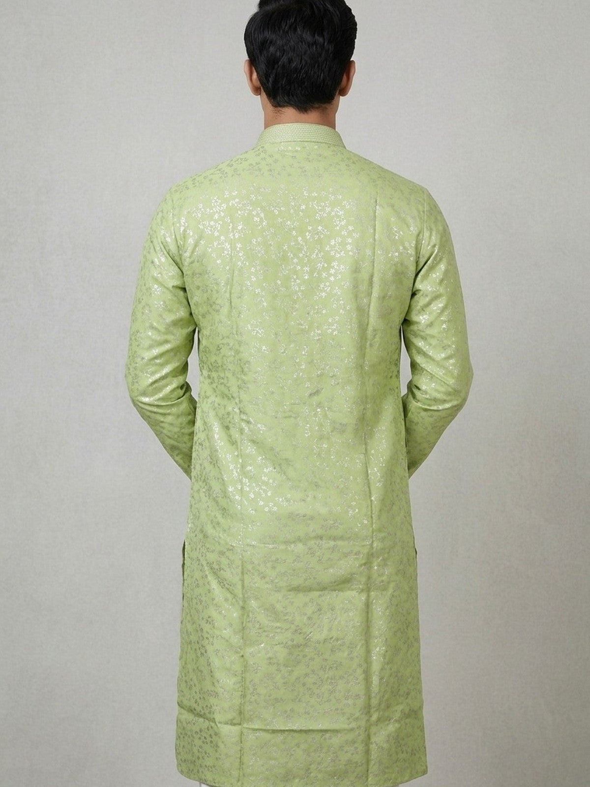 Green Silk Bloom Kurta Set