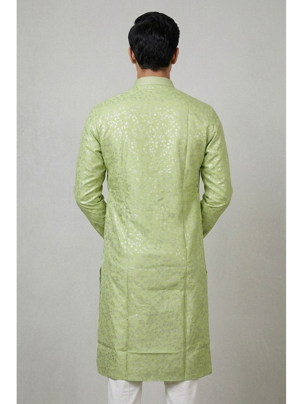 Green Silk Bloom Kurta Set