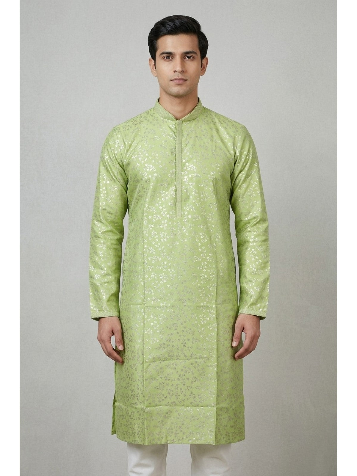 Green Silk Bloom Kurta Set