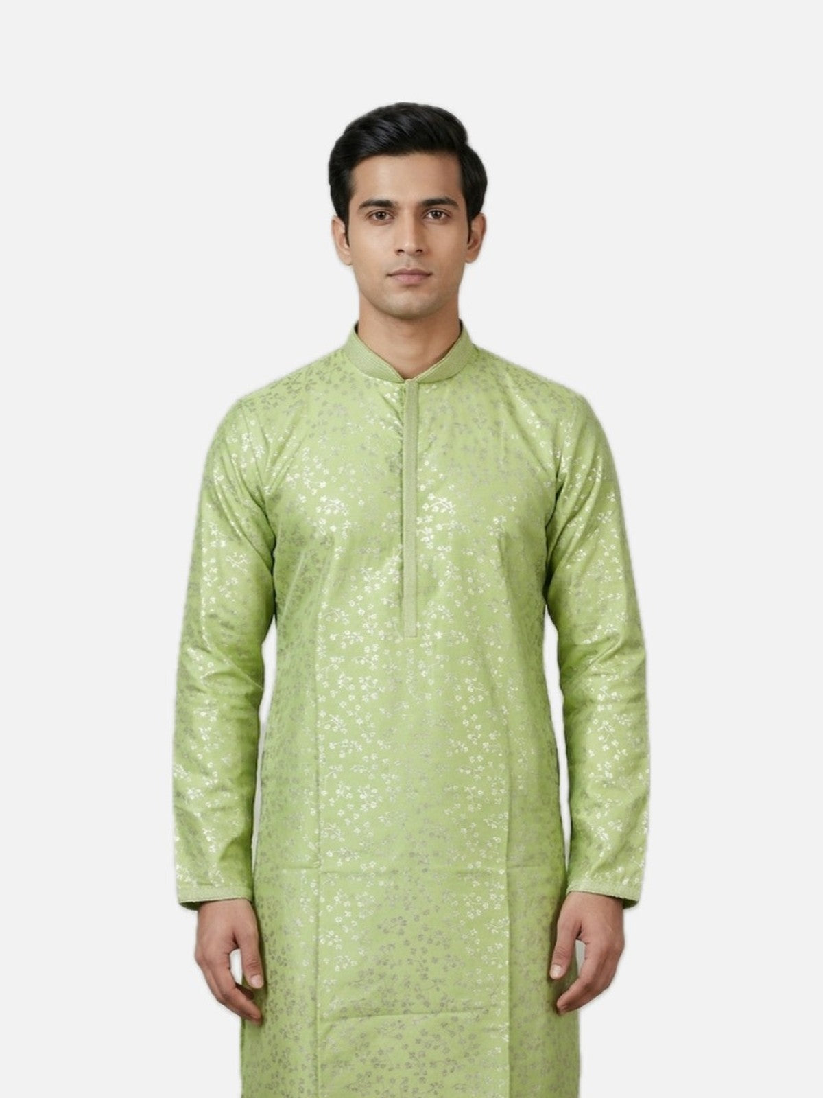 Green Silk Bloom Kurta Set