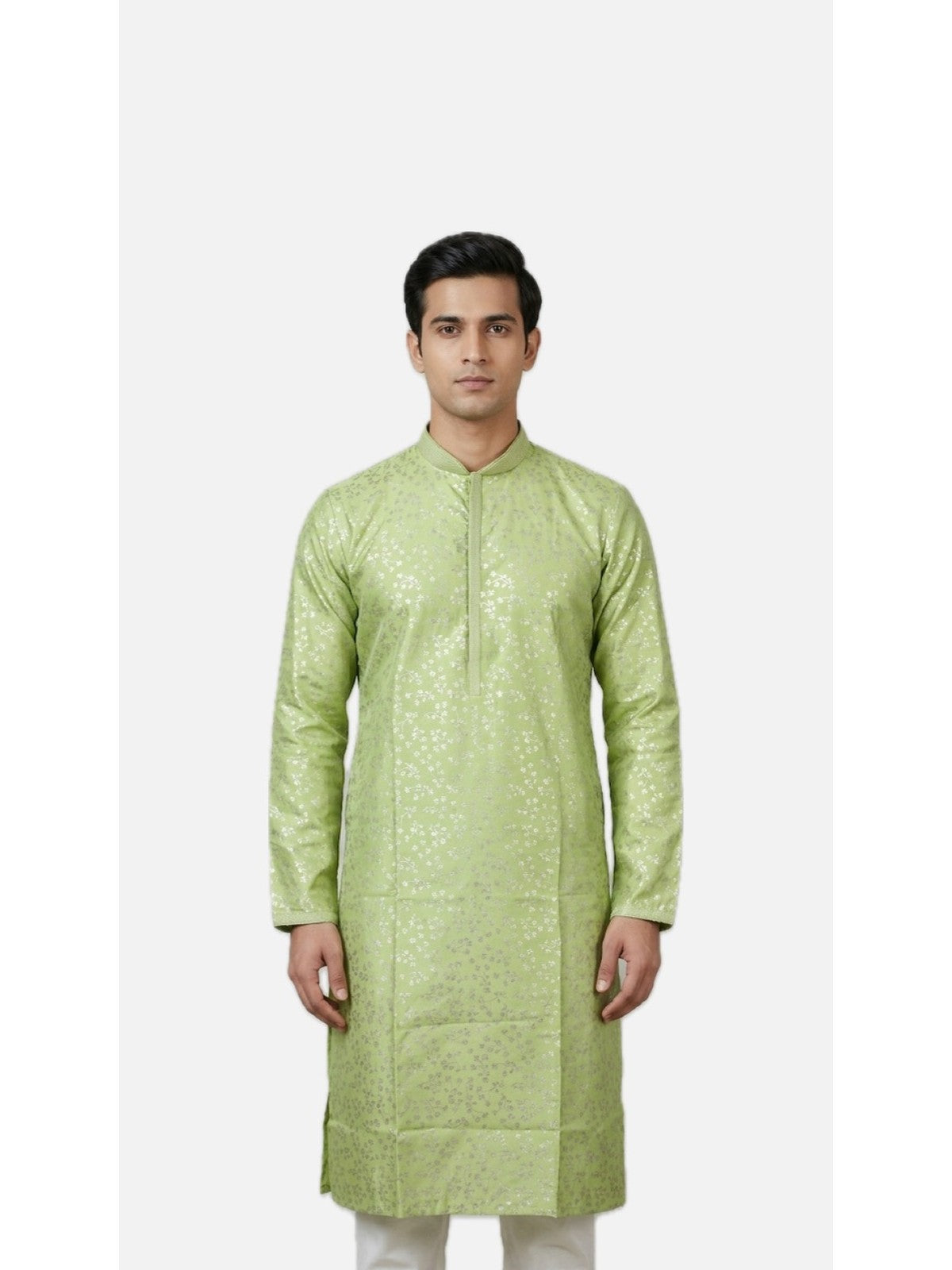 Green Silk Bloom Kurta Set