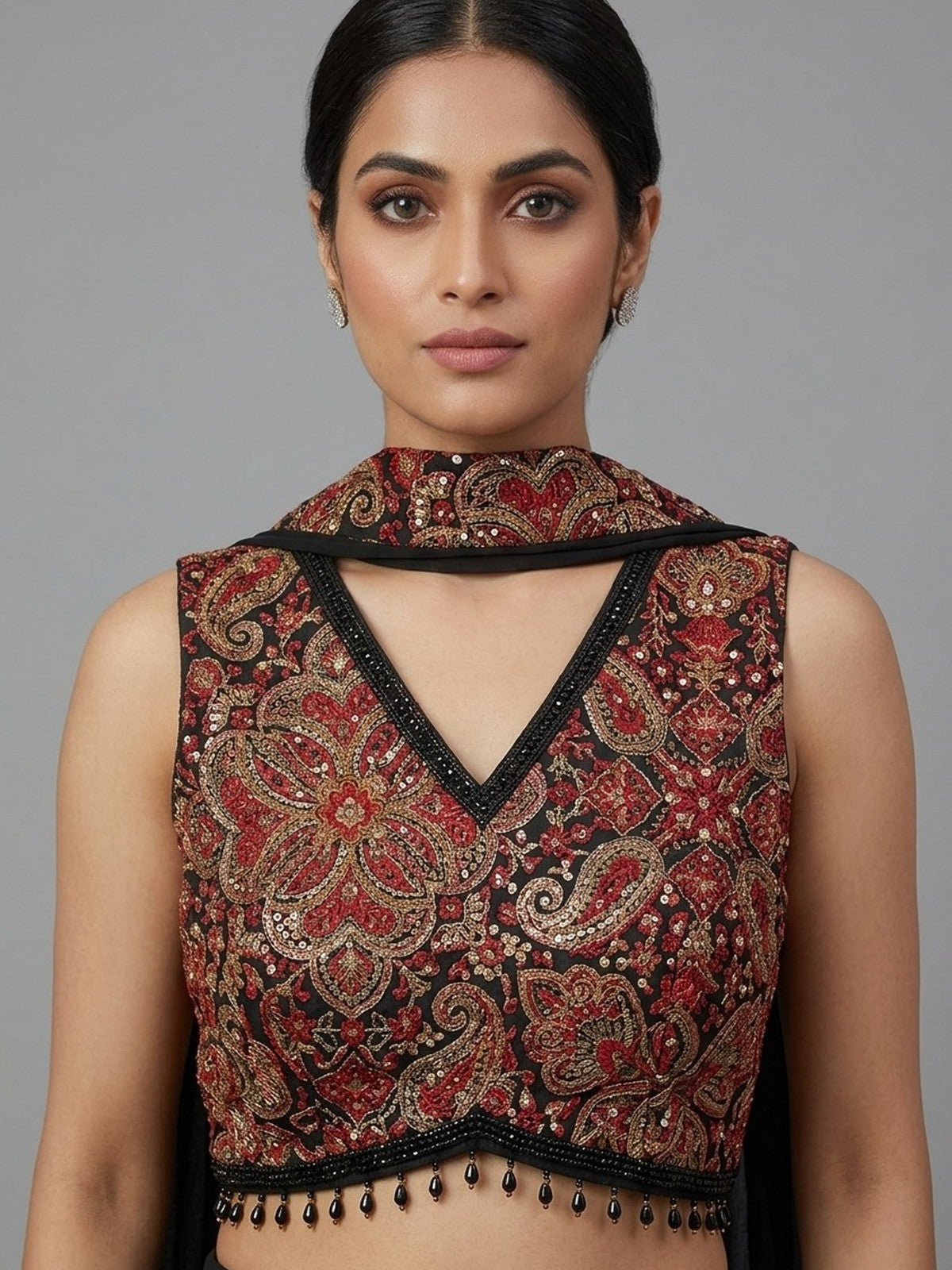 Black Georgette Muse Indo-Western Set