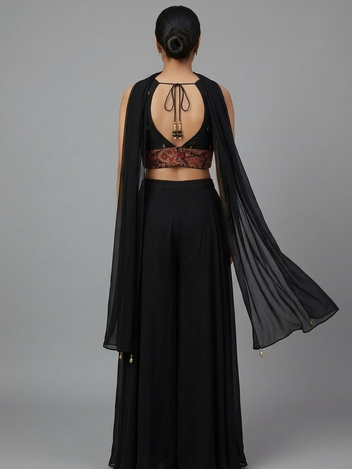 Black Georgette Muse Indo-Western Set