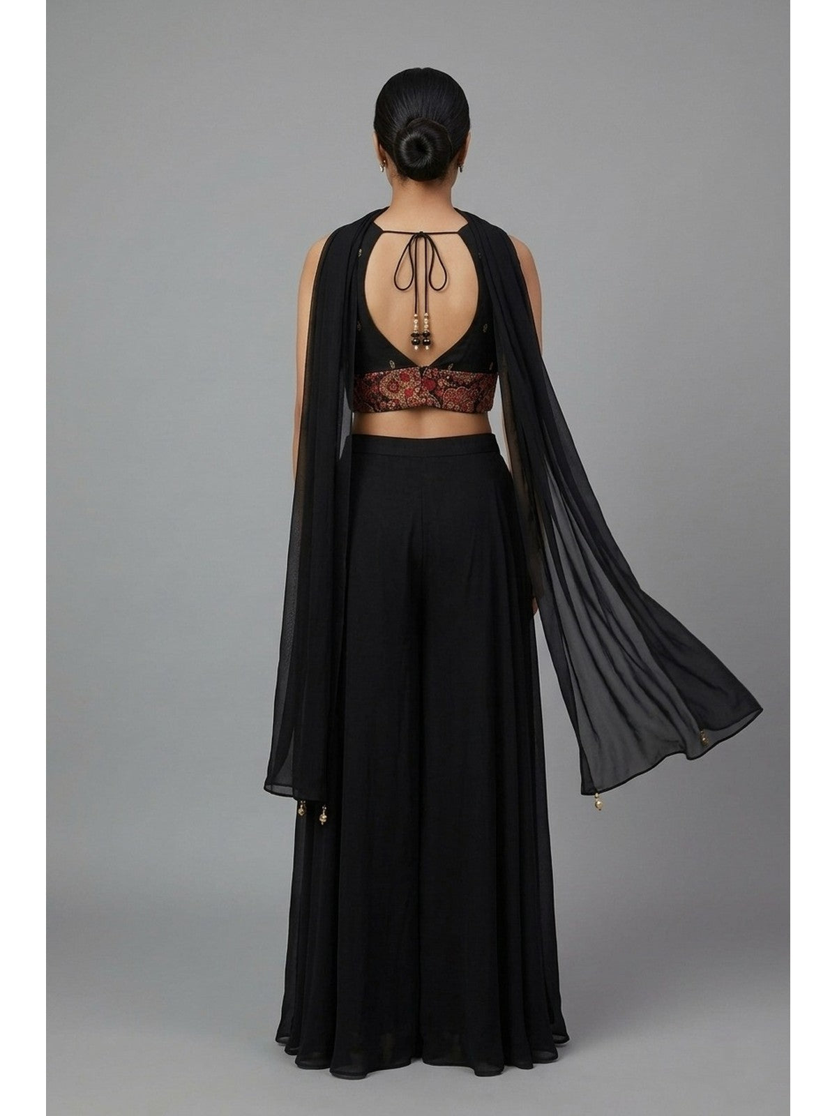 Black Georgette Muse Indo-Western Set