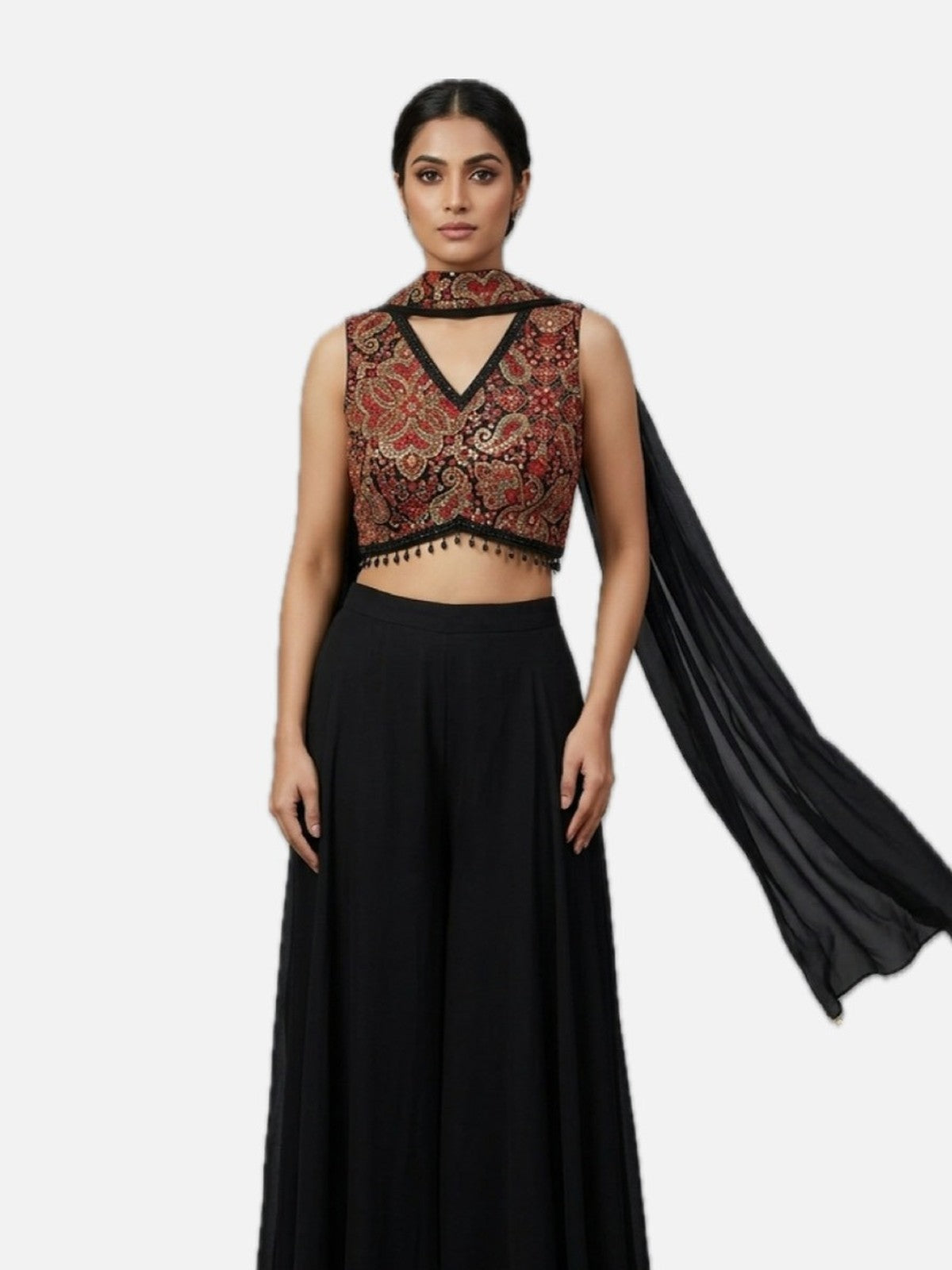 Black Georgette Muse Indo-Western Set