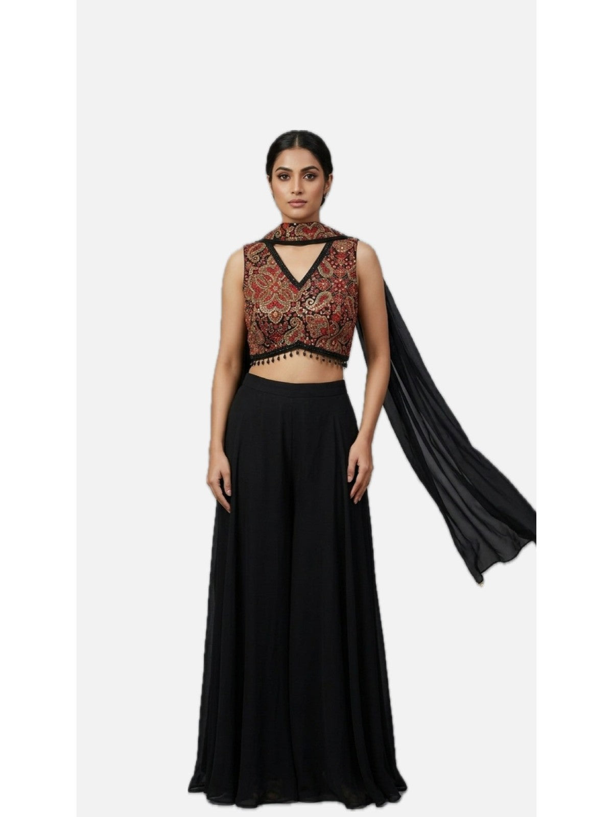 Black Georgette Muse Indo-Western Set