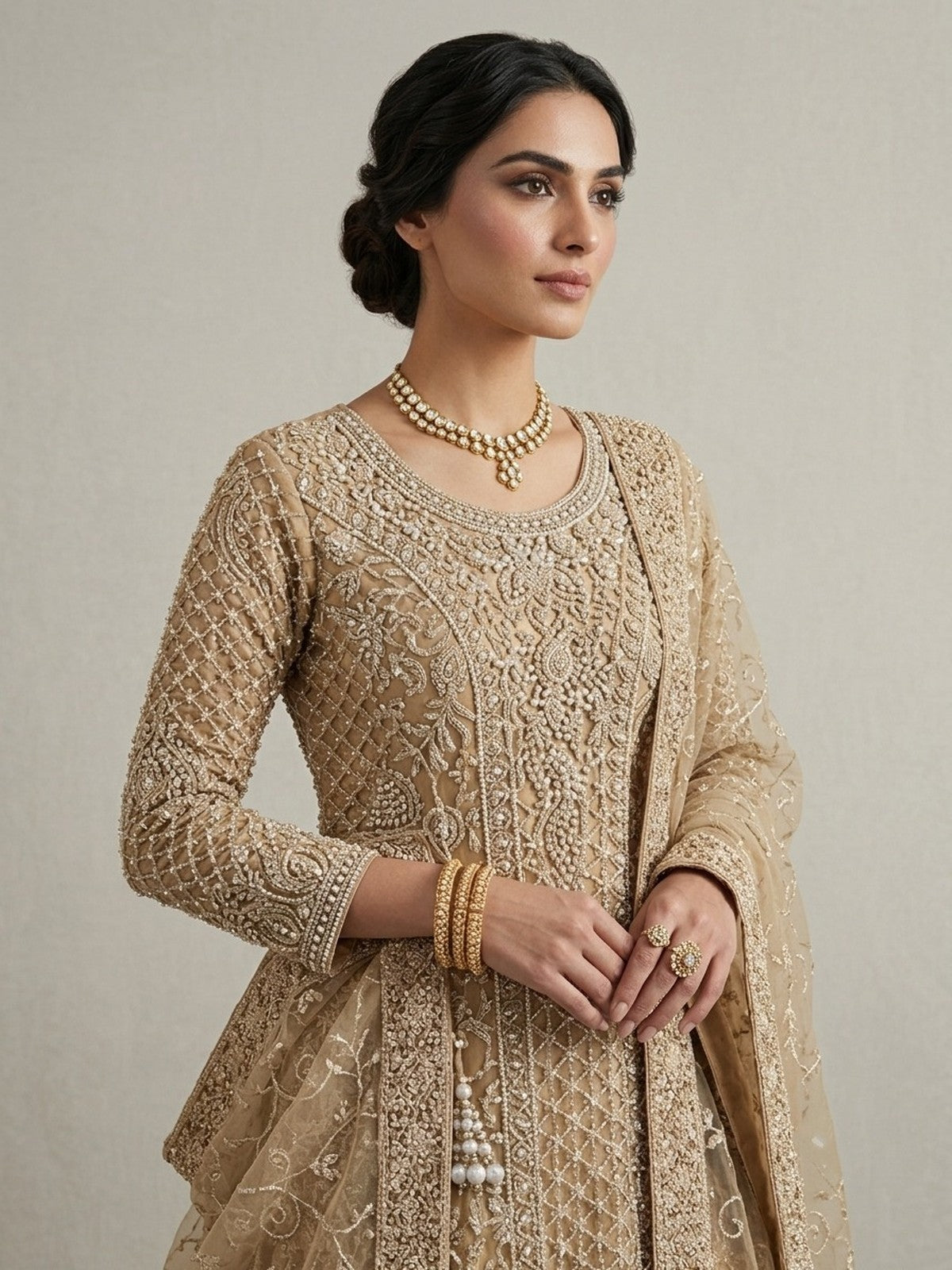 Mustard Net Regalia Lehenga Choli