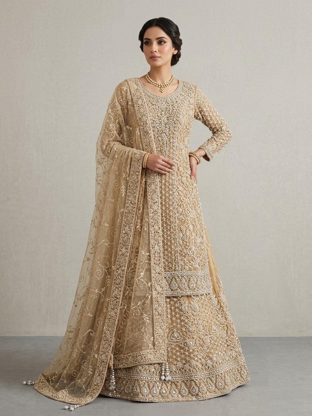 Mustard Net Regalia Lehenga Choli
