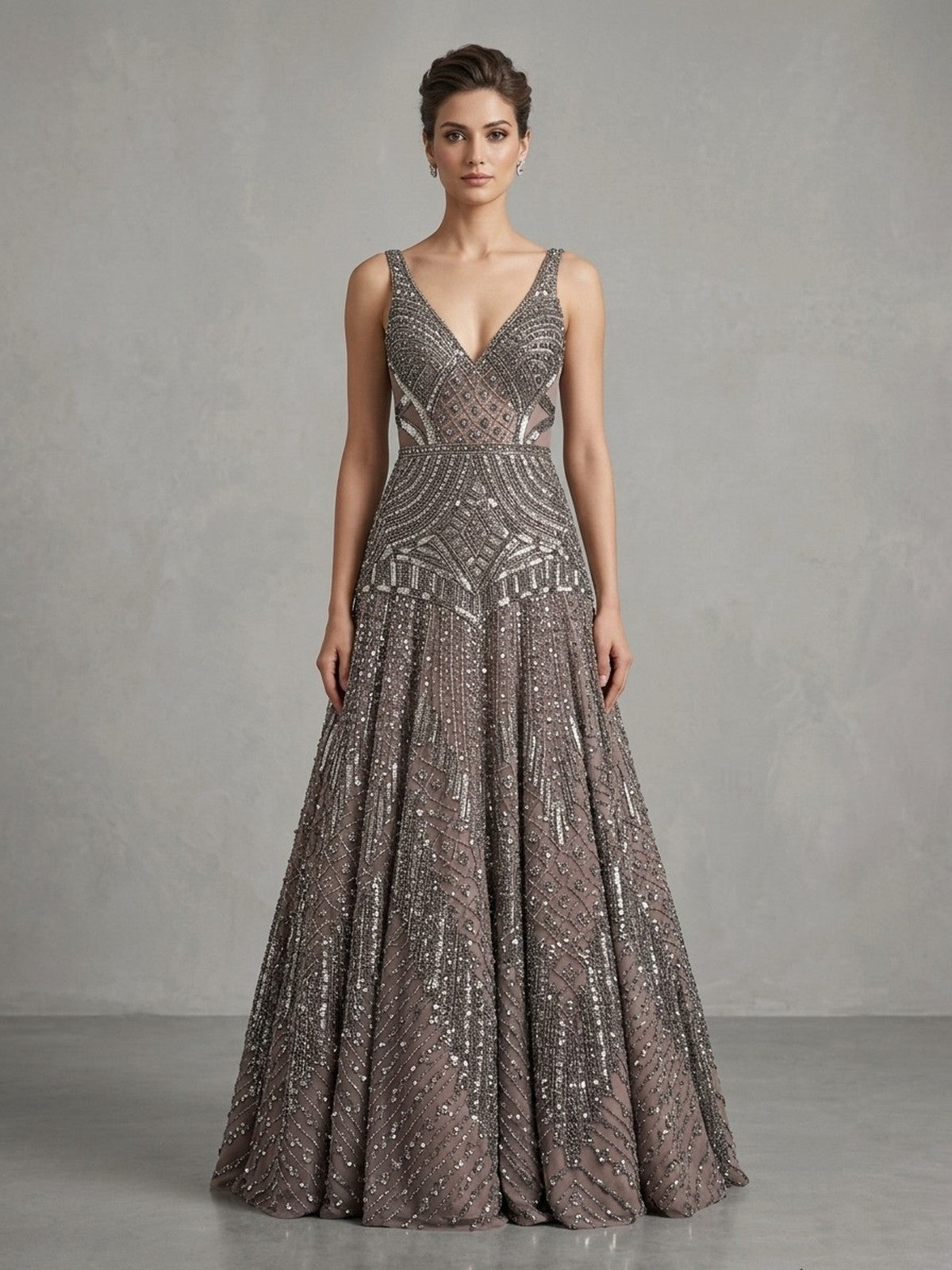 Grey Net Zeb Bridal Gown