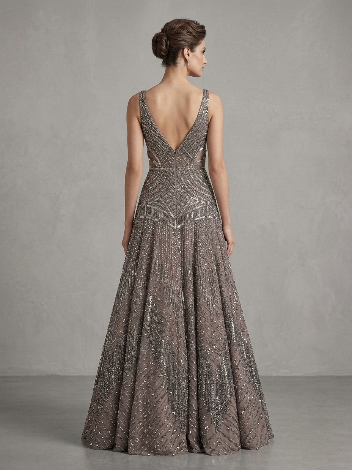 Grey Net Zeb Bridal Gown