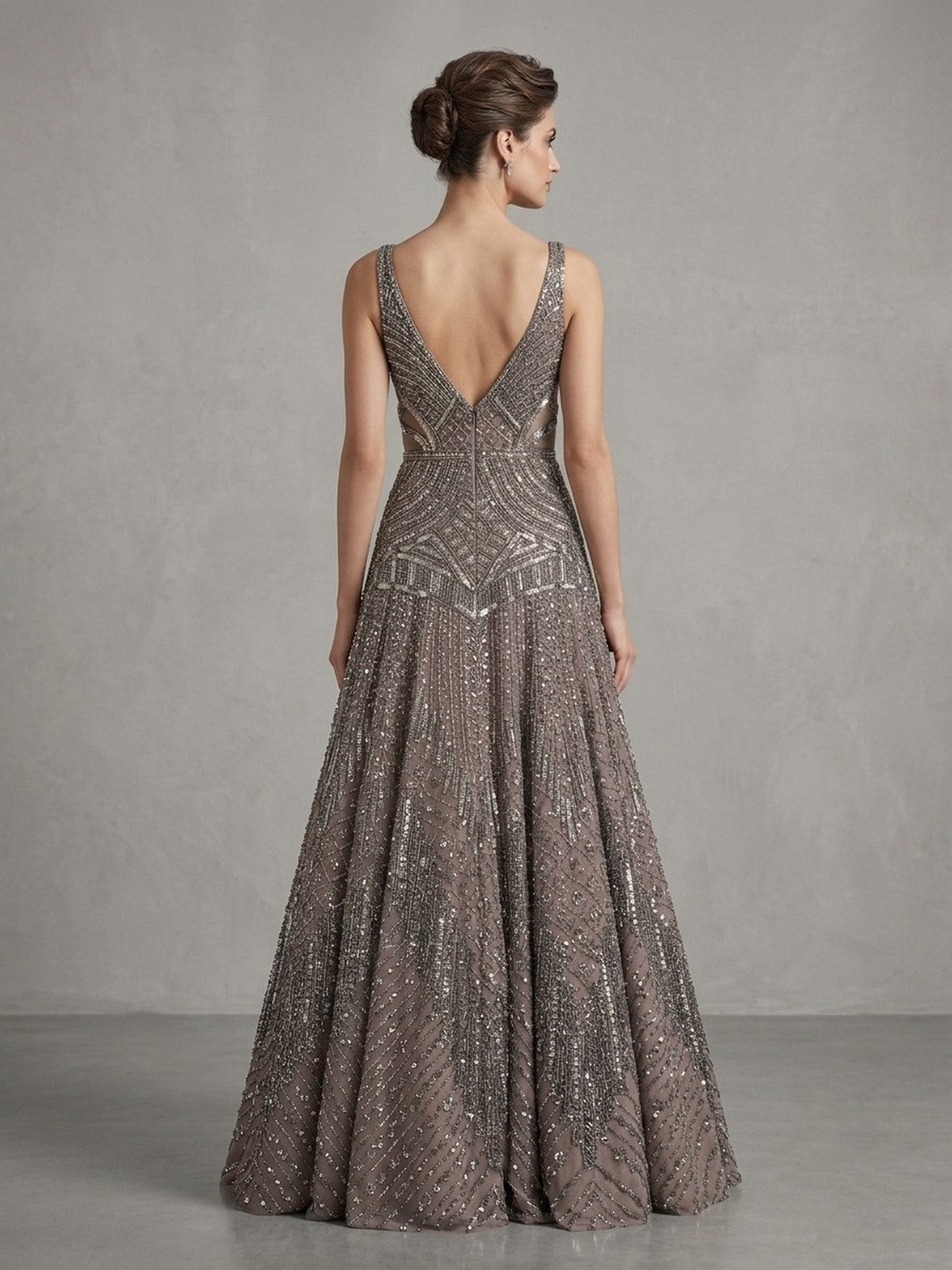 Grey Net Zeb Bridal Gown