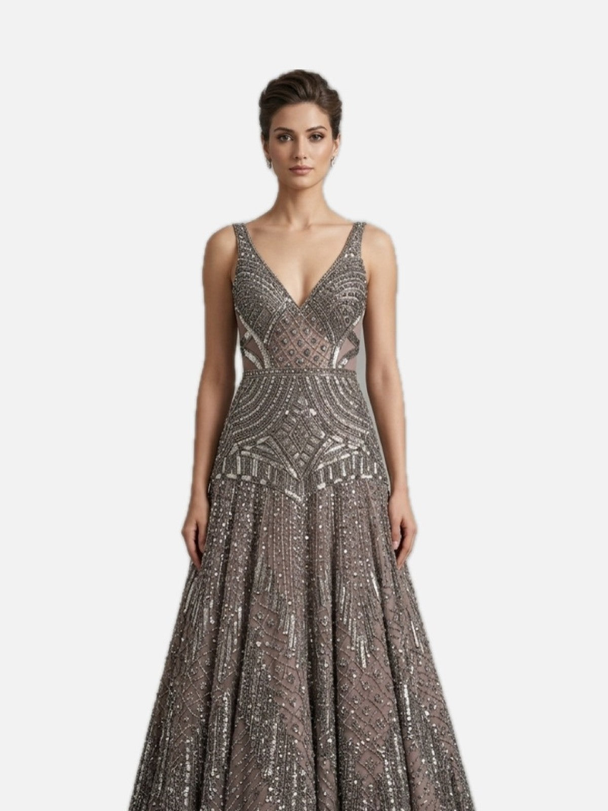 Grey Net Zeb Bridal Gown