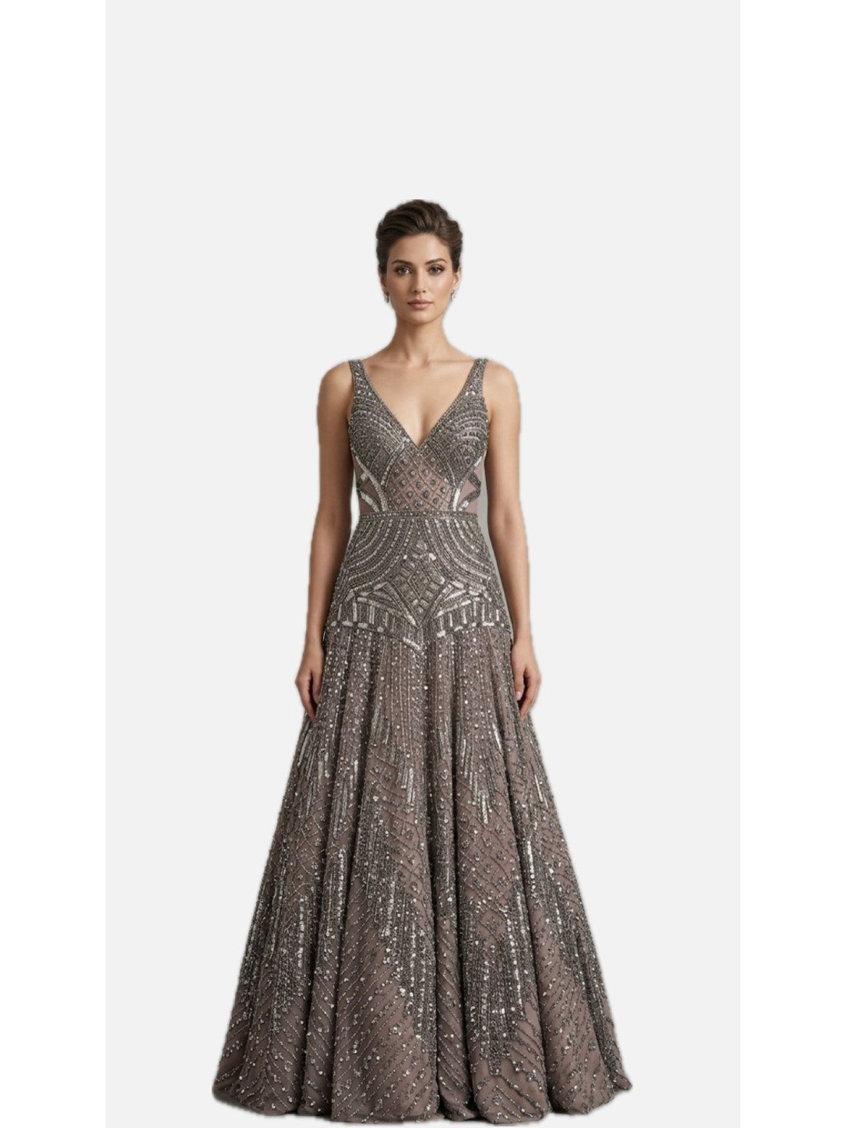 Grey Net Zeb Bridal Gown
