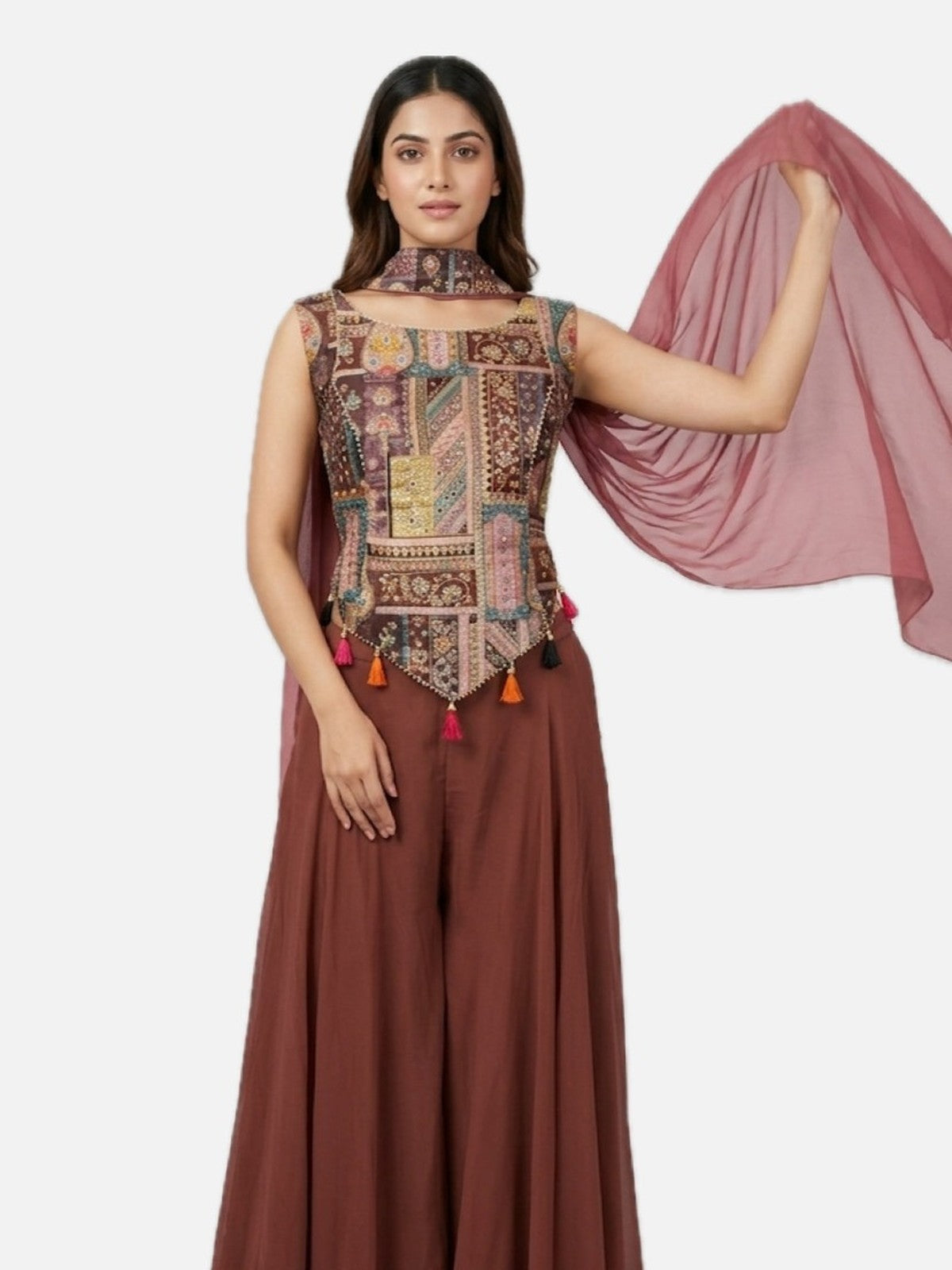 Rust Chiffon Radiance Peplum Set
