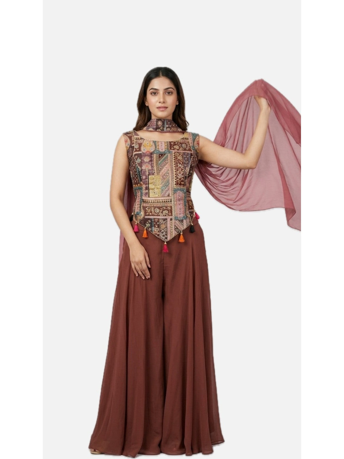 Rust Chiffon Radiance Peplum Set