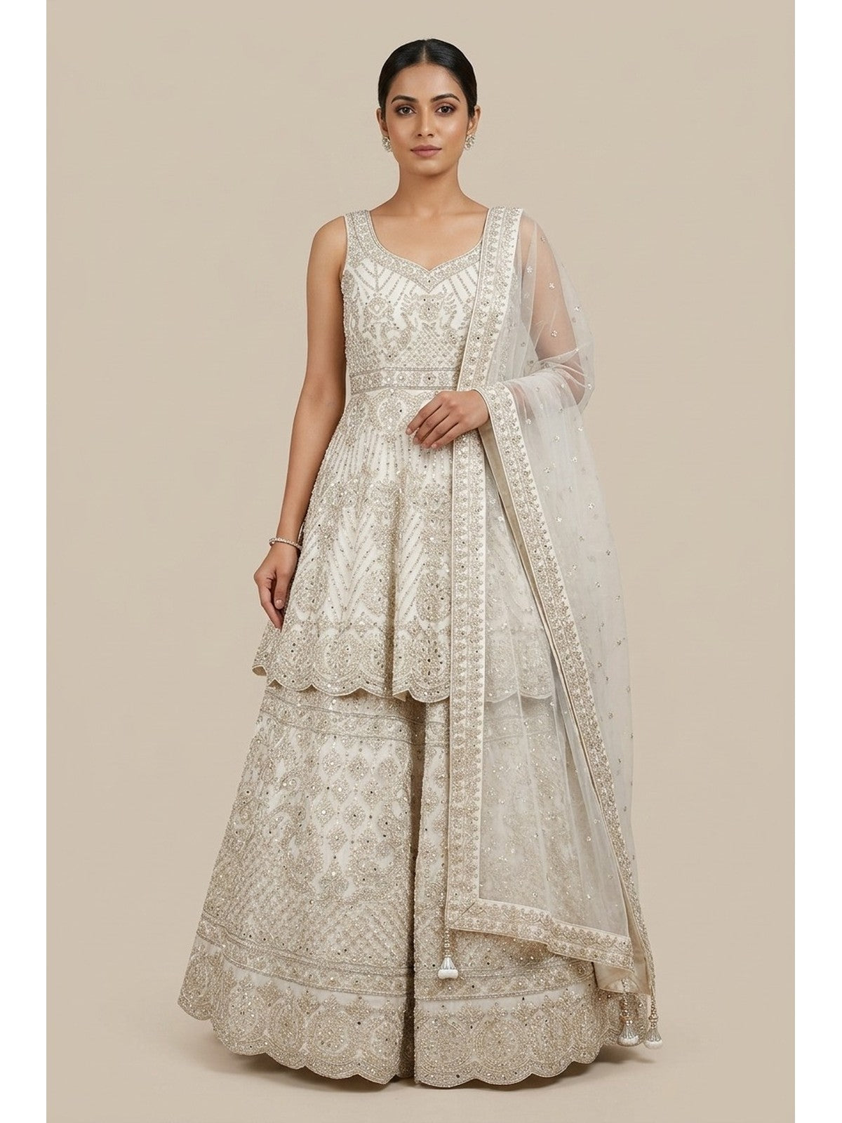 Off White Extravagance Lehenga Choli