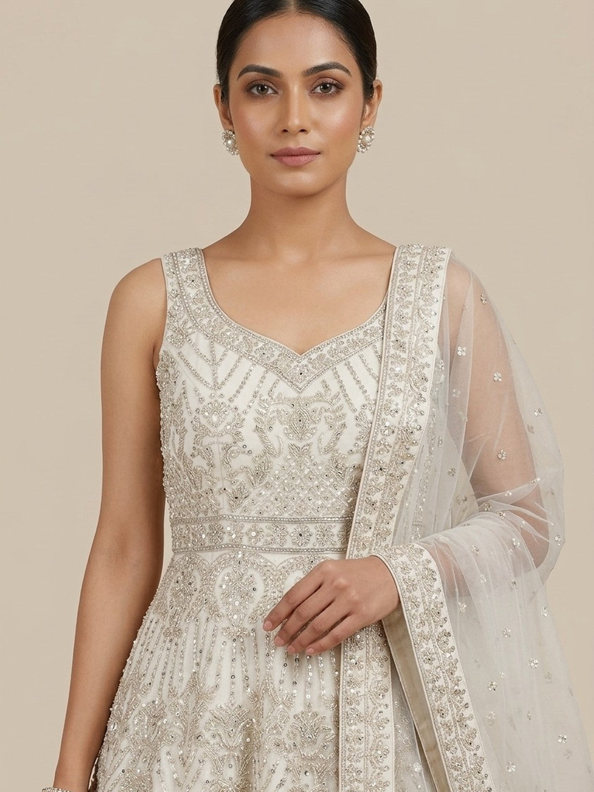Off White Extravagance Lehenga Choli
