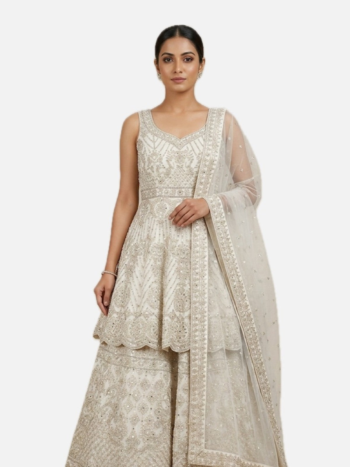 Off White Extravagance Lehenga Choli