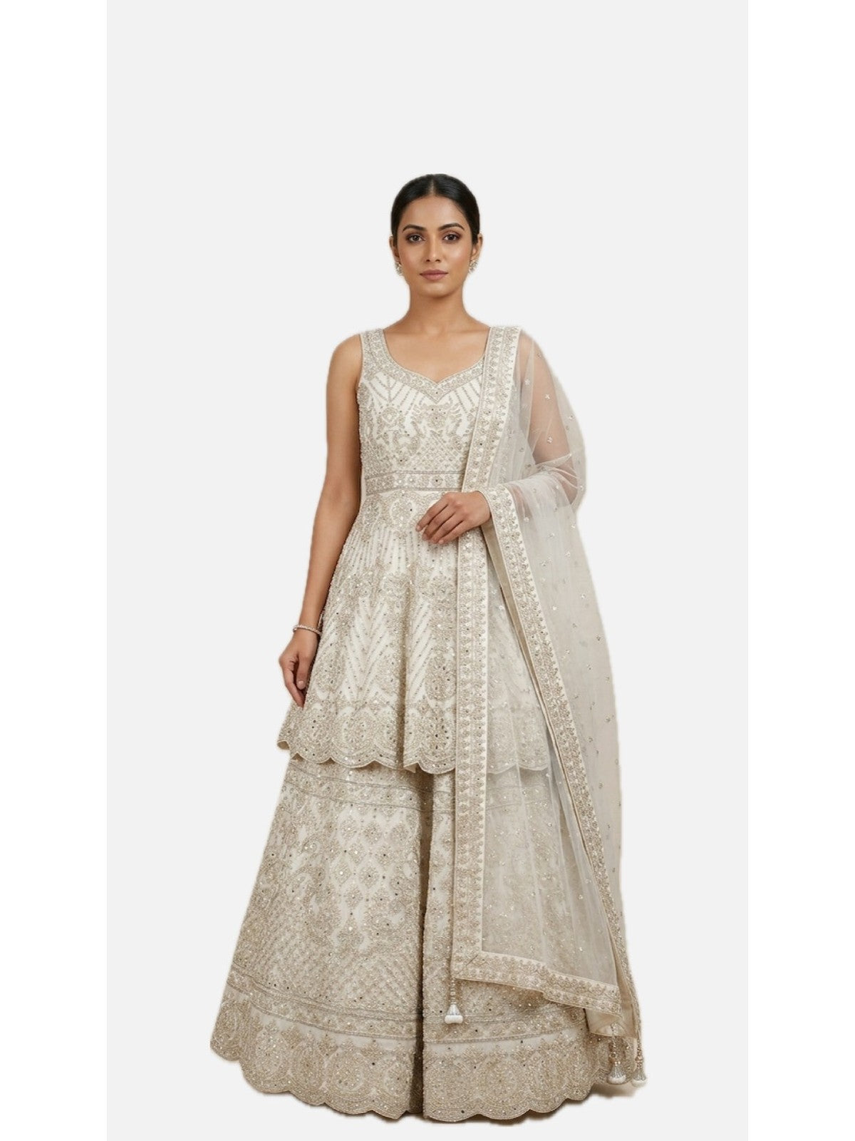 Off White Extravagance Lehenga Choli