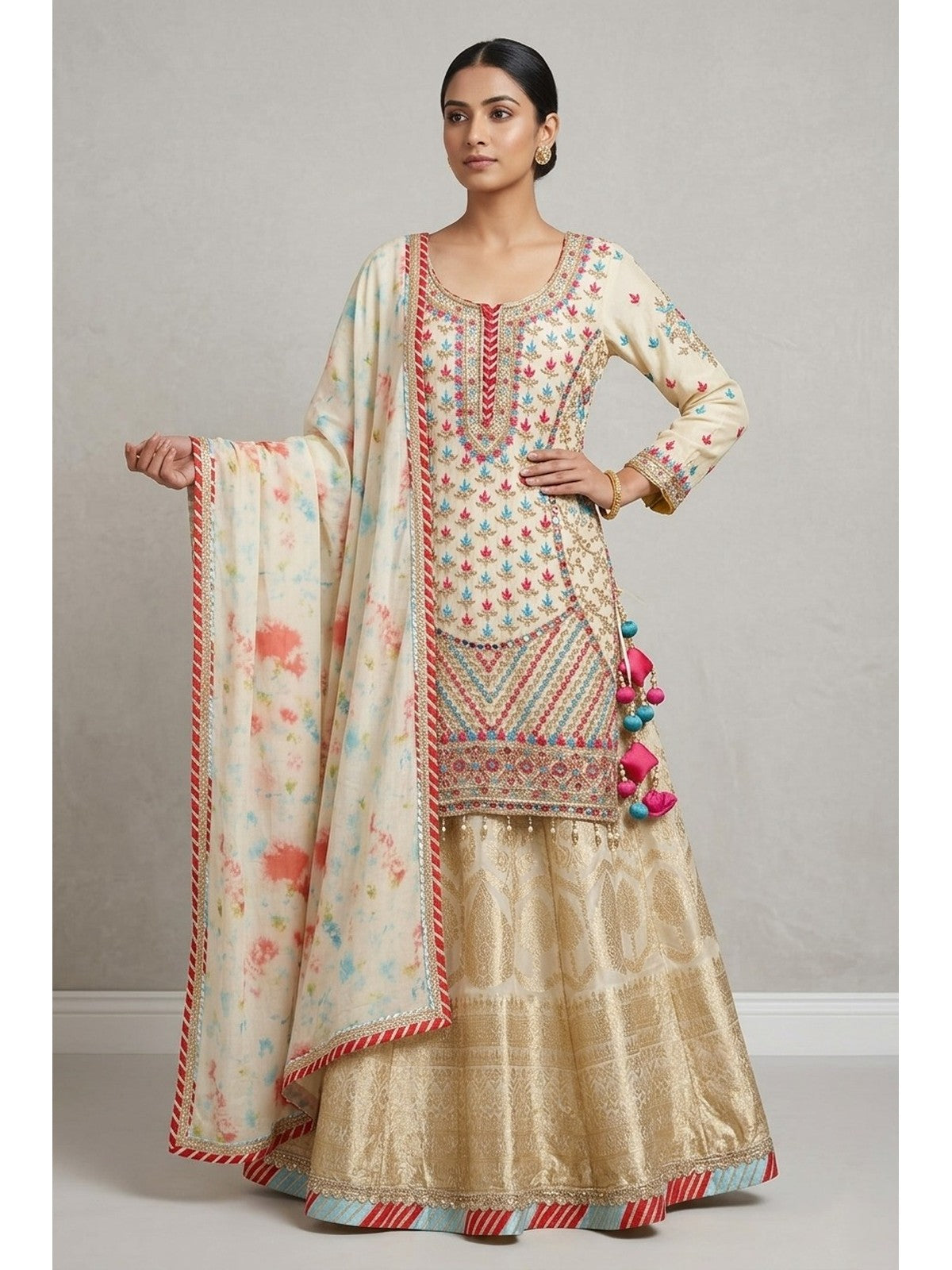 Cream & Blue Majesty Lehenga Choli