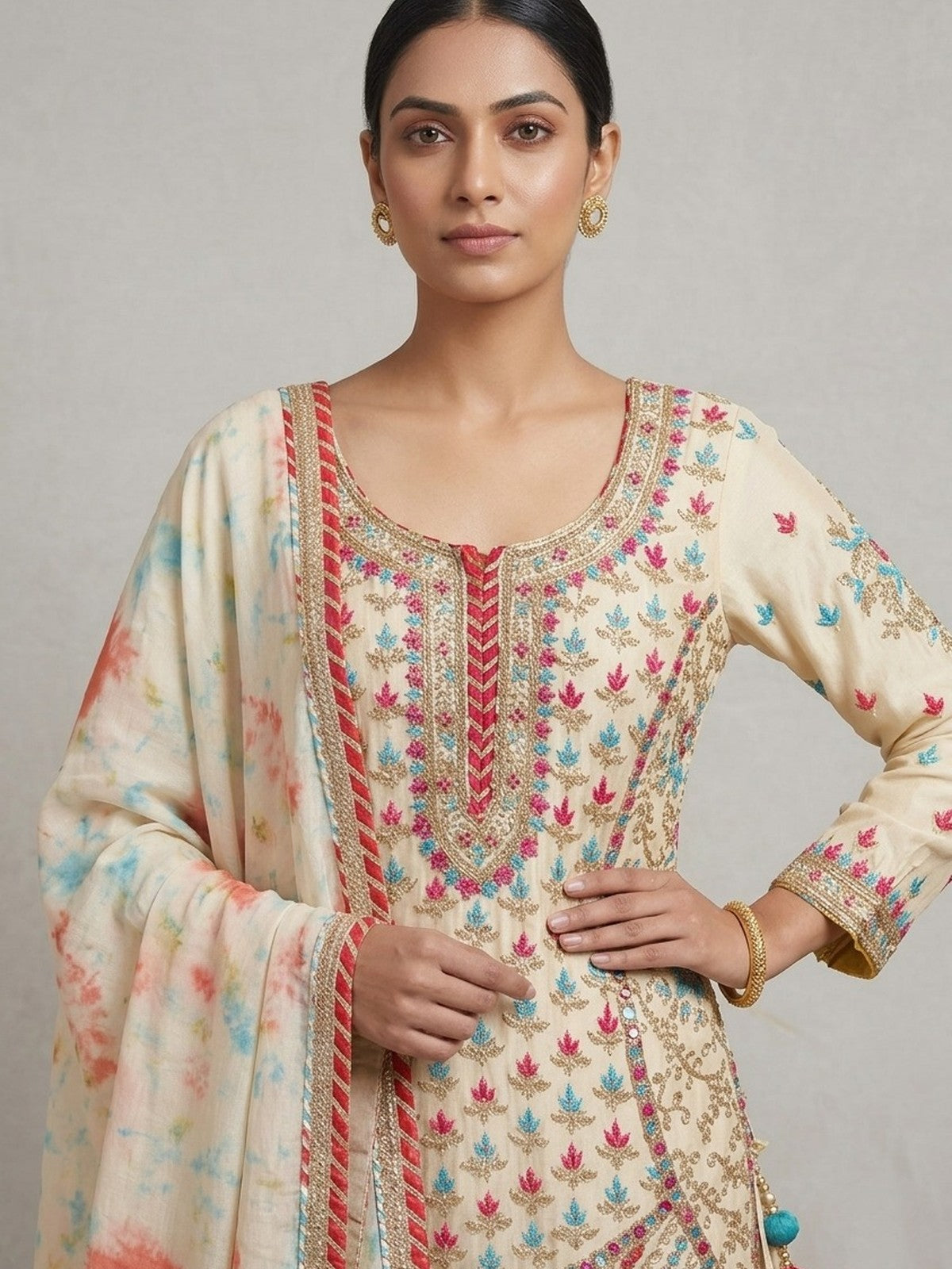 Cream & Blue Majesty Lehenga Choli
