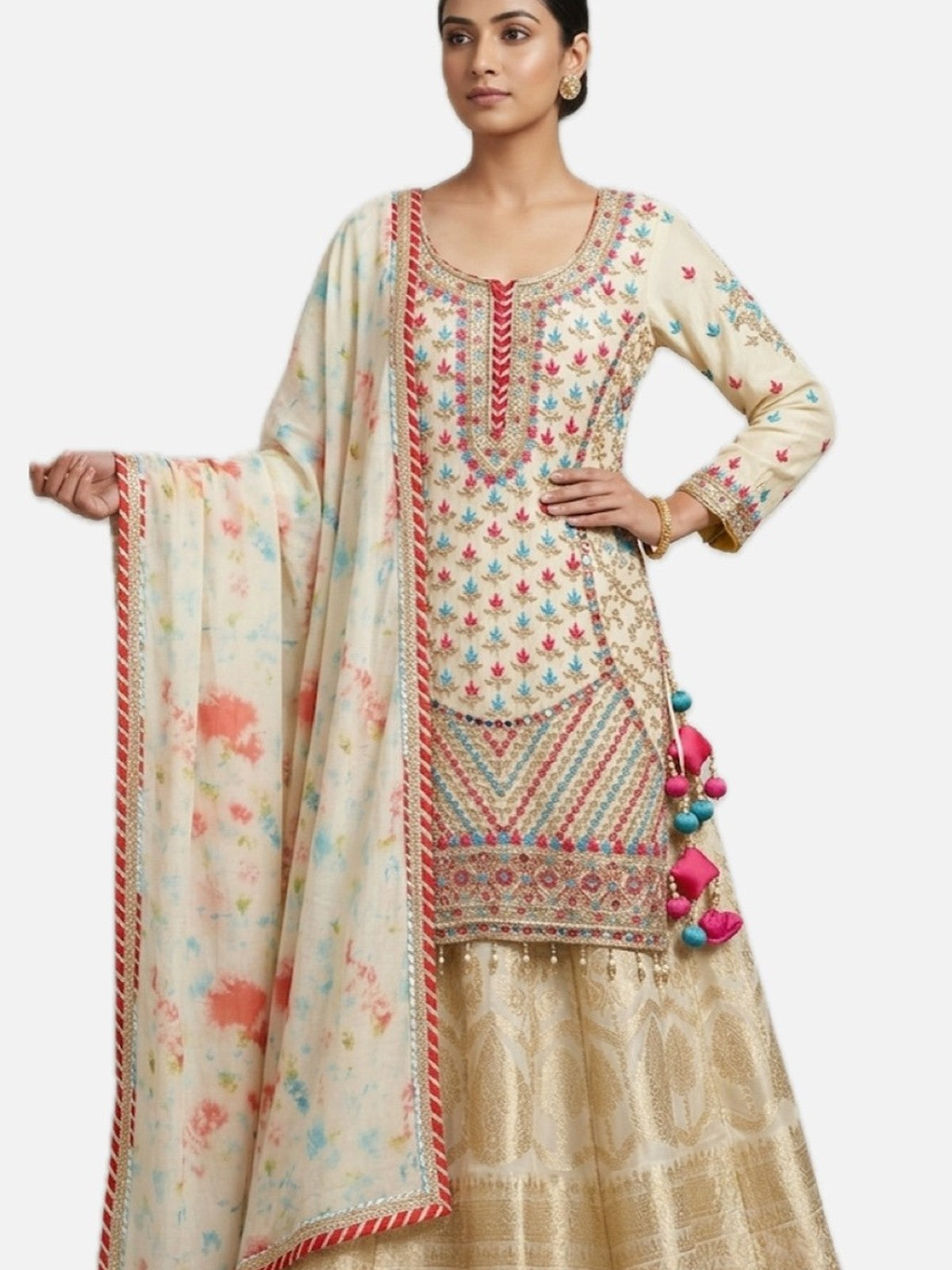 Cream & Blue Majesty Lehenga Choli