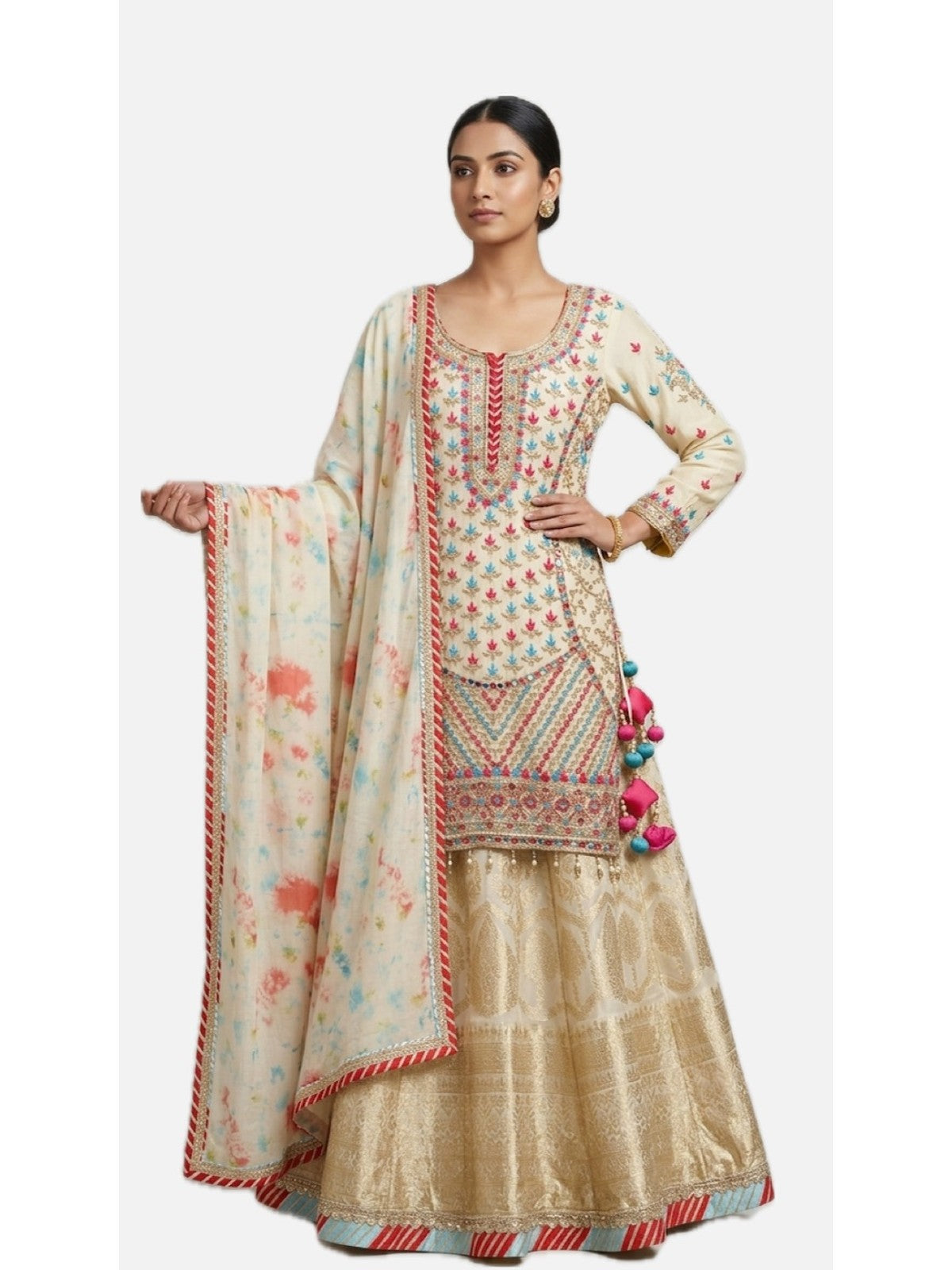 Cream & Blue Majesty Lehenga Choli