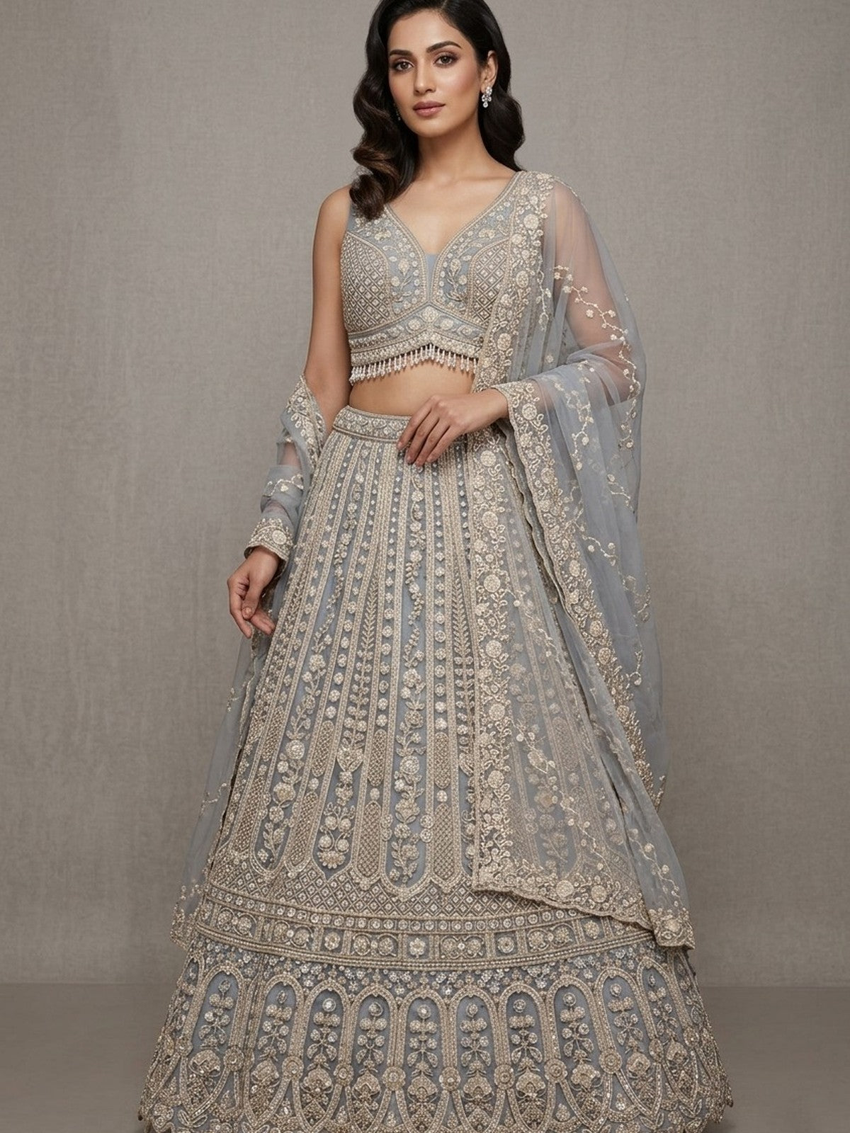 Sky Blue Grandeur Lehenga Choli
