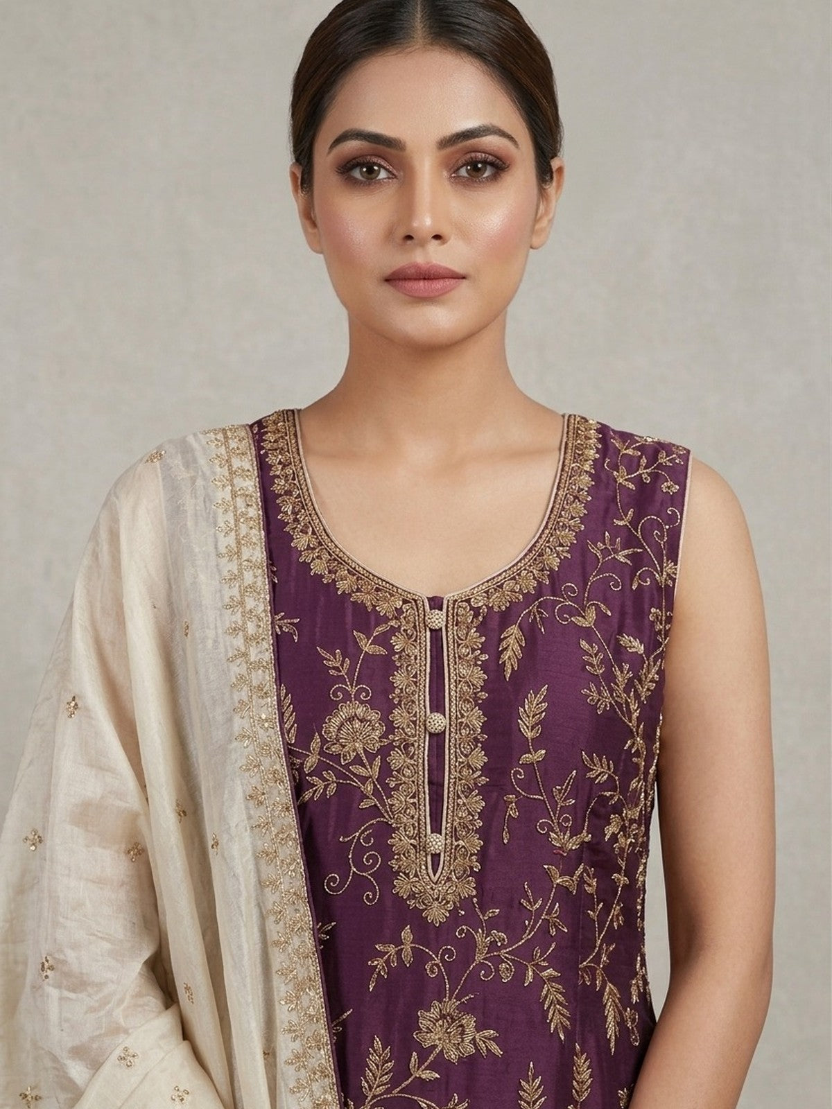 Violet Silk Extravagance Sharara Suit