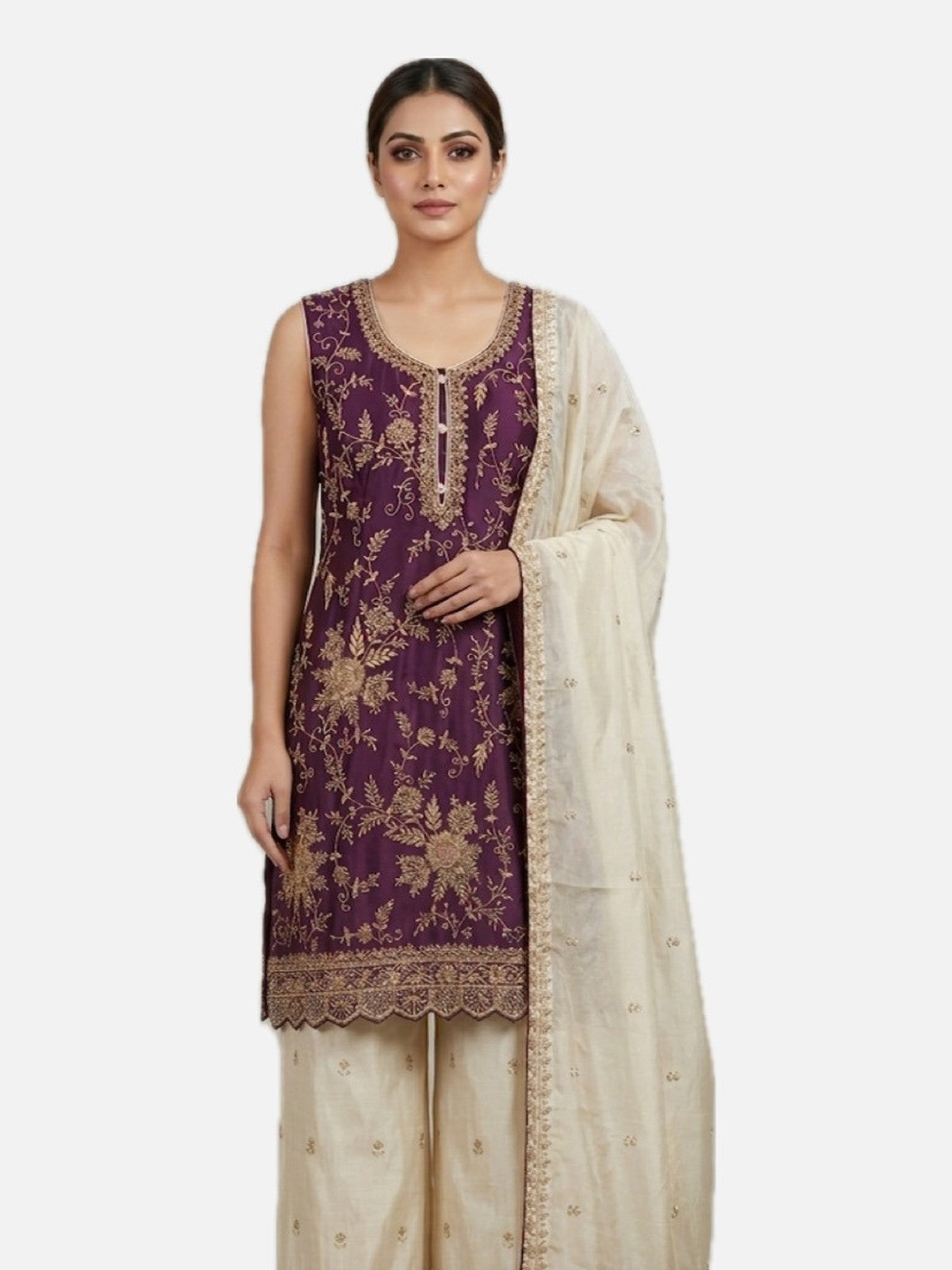 Violet Silk Extravagance Sharara Suit