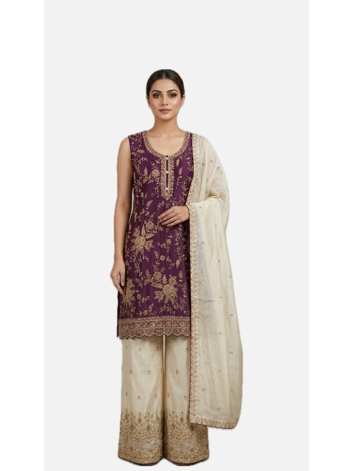 Violet Silk Extravagance Sharara Suit