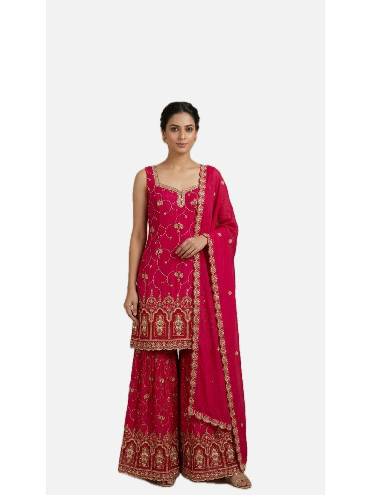 Rani Pink Heritage Sharara Suit
