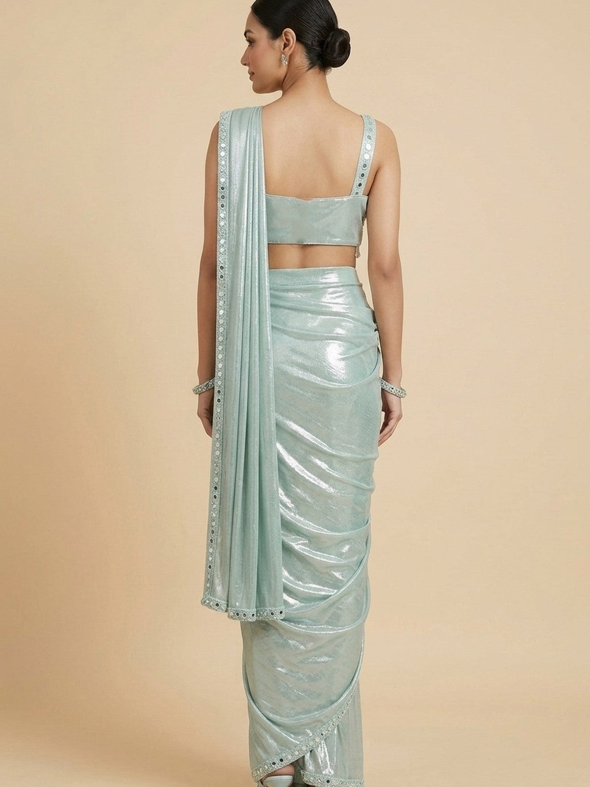 Sea Green Lycra Charm Saree